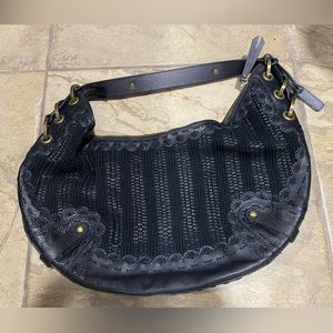 Isabella Fiore Women's Handbag Black Leather Hobo Shoulder Bag